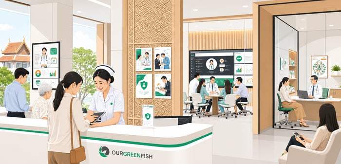 Modern Thai Hospital Reception In Illustrator Style
